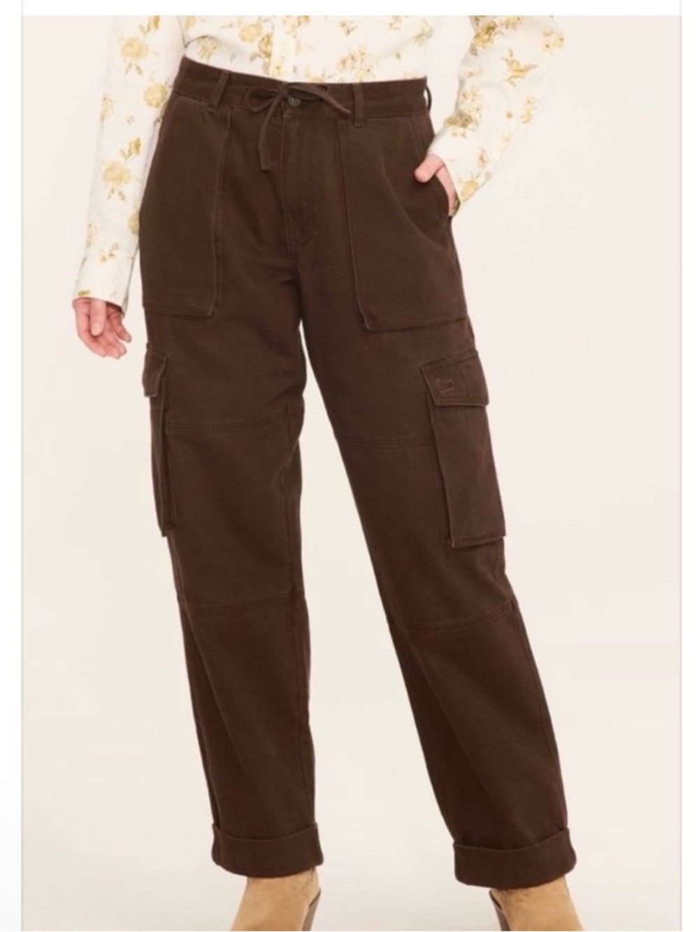 Woolrich NWT S (M TOO) OVERSIZED Brown Cargo DURABLE HEAVY Utility JEANS Pants